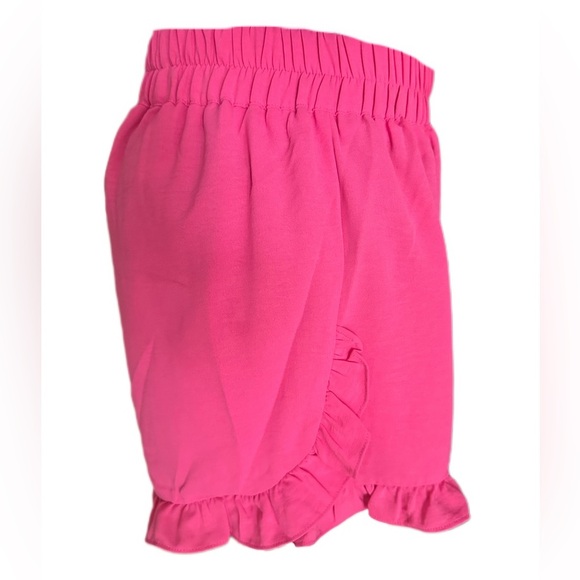 Umgee Pink High Waist Women's Shorts Ruffle trim Oversized Medium - Picture 7 of 13